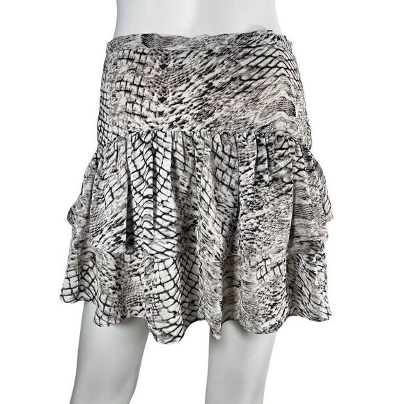 Dance & Marvel Skirt Women’s Medium Snakeskin Print Ruffled Mini Tan Grey - Picture 5 of 9